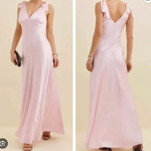NWT Reformation Pernille Silk Maxi Dress Gown Cherry Blossom Light Pink Blush - Picture 1 of 3